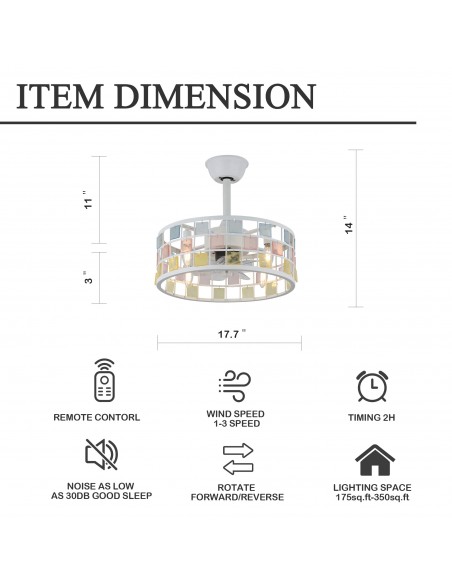 Oaks Aura 18” Vintage Stained Glass Ceiling Fan with Lights Remote 3-Speed Fandelier Fixture