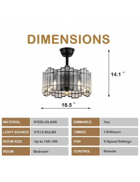 Oaks Aura Water Glass Bladeless Ceiling Fan with Lights and Remote Control