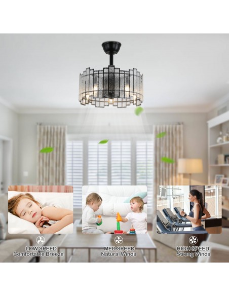 Oaks Aura Water Glass Bladeless Ceiling Fan with Lights and Remote Control