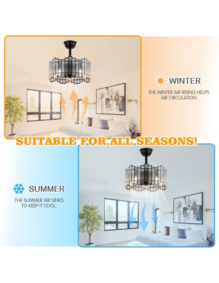 Oaks Aura Water Glass Bladeless Ceiling Fan with Lights and Remote Control