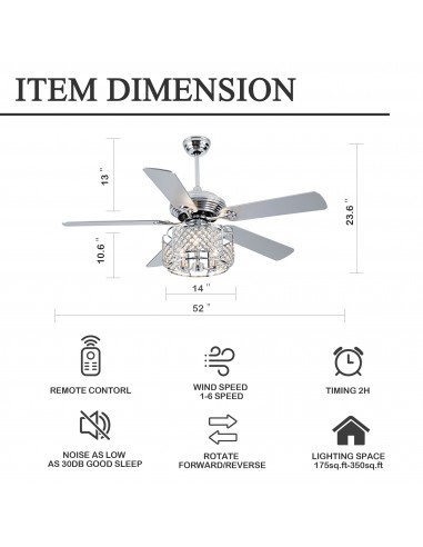 Oaks Aura 52” Reversible Crystal...