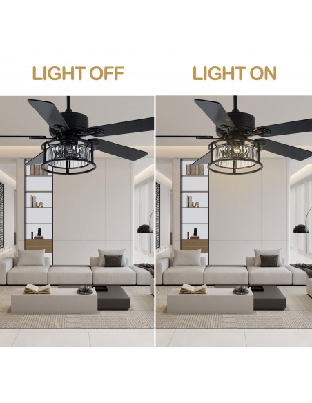 Oaks Aura 52” Reversible Crystal Ceiling Fan Remote 6-Speed DC Motor Ceiling Lighting