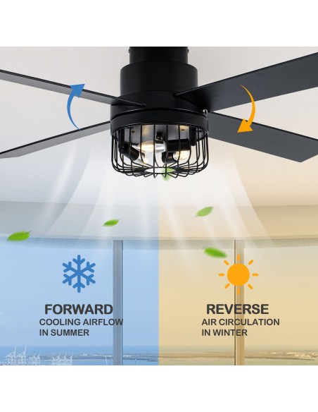 Oaks Aura 52” Reversible Crystal Ceiling Fan Remote 6-Speed DC Motor Ceiling Lighting