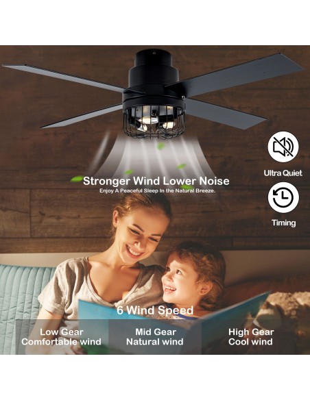 Oaks Aura 52” Reversible Crystal Ceiling Fan Remote 6-Speed DC Motor Ceiling Lighting