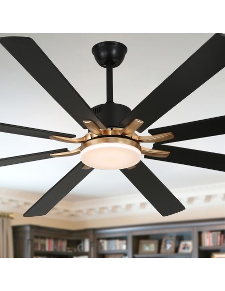 Oaks Aura 72" 8-Blade Reversible Ceiling Fan with LED Lights and Remote Control, 6-Speed, Timer Setting Quiet DC Motor