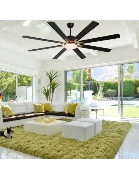 Oaks Aura 72" 8-Blade Reversible Ceiling Fan with LED Lights and Remote Control, 6-Speed, Timer Setting Quiet DC Motor