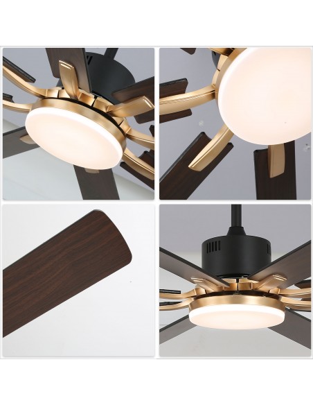 Oaks Aura 72" 8-Blade Reversible Ceiling Fan with LED Lights and Remote Control, 6-Speed, Timer Setting Quiet DC Motor