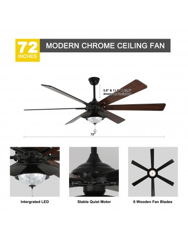 Oaks Aura 72" Large 6-Blade Modern...