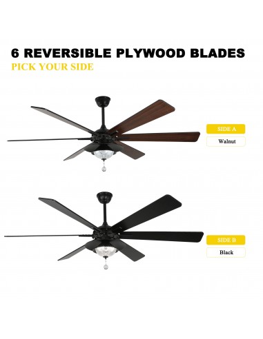 Oaks Aura 72" Large 6-Blade Modern...