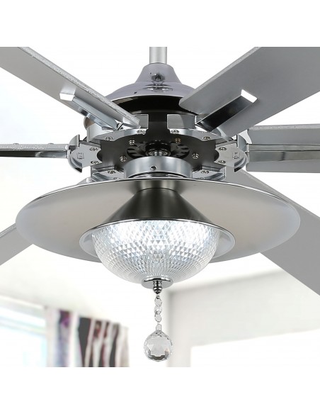 Oaks Aura 72" Large 6-Blade Modern Ceiling Fan with LED Lights and Remote 6-Speed, 3-Color, Reversible DC Motor