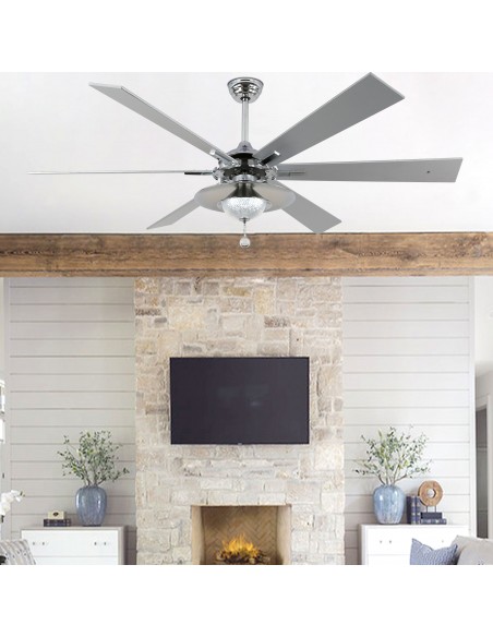 Oaks Aura 72" Large 6-Blade Modern Ceiling Fan with LED Lights and Remote 6-Speed, 3-Color, Reversible DC Motor