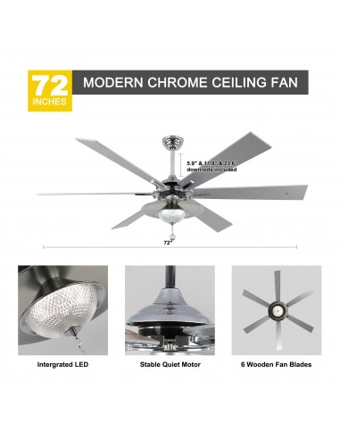 Oaks Aura 72" Large 6-Blade Modern...