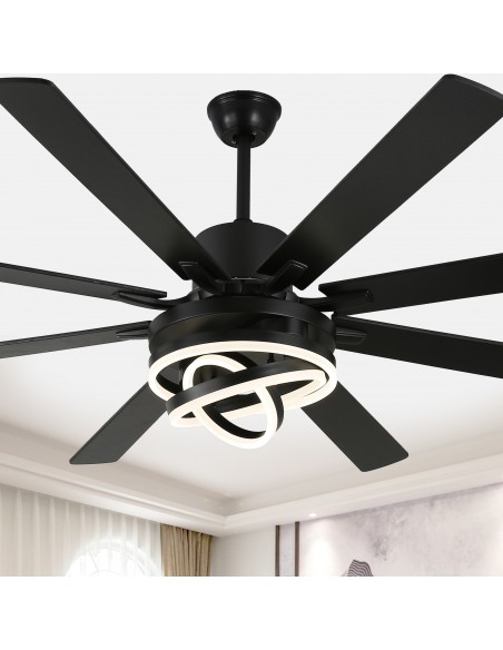 Oaks Aura 72” 8-Blade DIY Shape Reversible Ceiling Fan with LED lights and Remote Control, 6-Speed, Timer Setting Quiet DC Motor