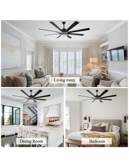 Oaks Aura 72" 6-Blade Reversible Ceiling Fan with LED lights and Remote Control, 6-Speed, Timer Setting Quiet DC Motor