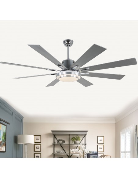 Oaks Aura 72" 6-Blade Reversible Ceiling Fan with LED lights and Remote Control, 6-Speed, Timer Setting Quiet DC Motor