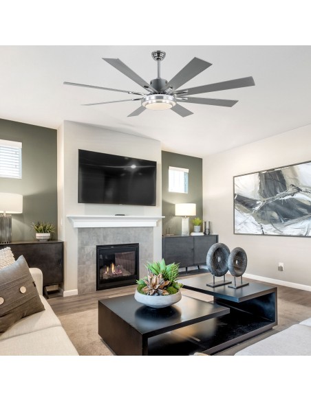 Oaks Aura 72" 6-Blade Reversible Ceiling Fan with LED lights and Remote Control, 6-Speed, Timer Setting Quiet DC Motor