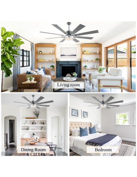 Oaks Aura 72" 6-Blade Reversible Ceiling Fan with LED lights and Remote Control, 6-Speed, Timer Setting Quiet DC Motor