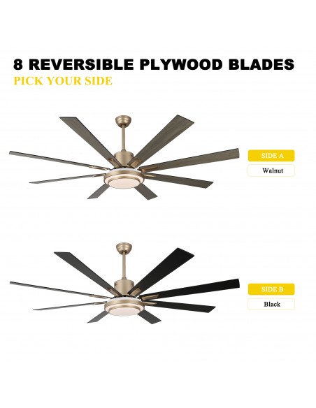 Oaks Aura 72" 6-Blade Reversible Ceiling Fan with LED lights and Remote Control, 6-Speed, Timer Setting Quiet DC Motor