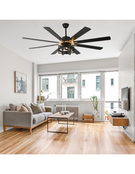 Oaks Aura 65" 8-Blade Reversible Ceiling Fan with Lights and Remote Control, 6-Speed, Timer Setting Quiet DC Motor