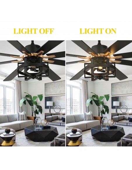 Oaks Aura 65" 8-Blade Reversible Ceiling Fan with Lights and Remote Control, 6-Speed, Timer Setting Quiet DC Motor