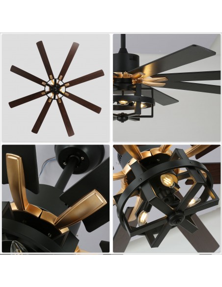 Oaks Aura 65" 8-Blade Reversible Ceiling Fan with Lights and Remote Control, 6-Speed, Timer Setting Quiet DC Motor