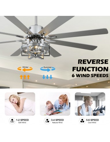 Oaks Aura 65" 8-Blade Reversible...