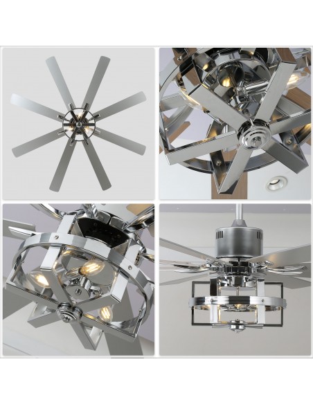 Oaks Aura 65" 8-Blade Reversible Ceiling Fan with Lights and Remote Control, 6-Speed, Timer Setting Quiet DC Motor