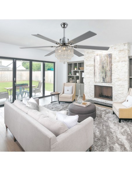 Oaks Aura 65" Smart Black Ceiling Fan with Light Kit & Remote, 6-Blade Design, 6-Speed Quiet DC Motor for Large Room