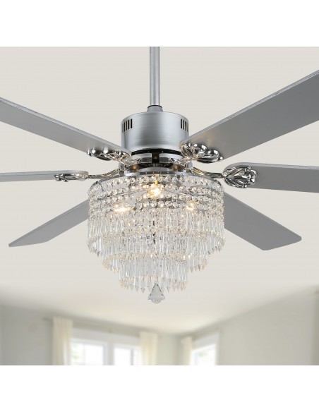 Oaks Aura 65" Smart Black Ceiling Fan with Light Kit & Remote, 6-Blade Design, 6-Speed Quiet DC Motor for Large Room