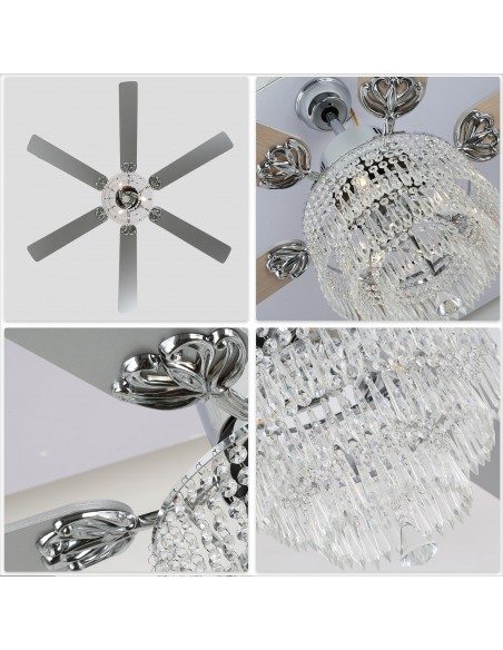 Oaks Aura 65" Smart Black Ceiling Fan with Light Kit & Remote, 6-Blade Design, 6-Speed Quiet DC Motor for Large Room