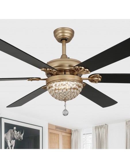 Oaks Aura 65" 6-Blade Ceiling Fan with LED Lights and Remote Control, 6-Speed Settings, 3-Color and Timer