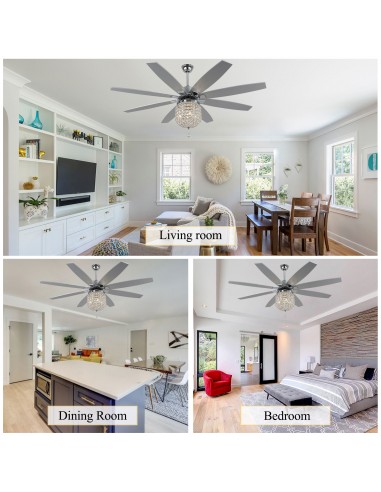 Oaks Aura 65” 8-Blade Crystal Ceiling...