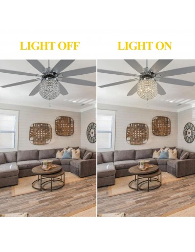 Oaks Aura 65” 8-Blade Crystal Ceiling...