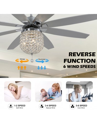 Oaks Aura 65” 8-Blade Crystal Ceiling...