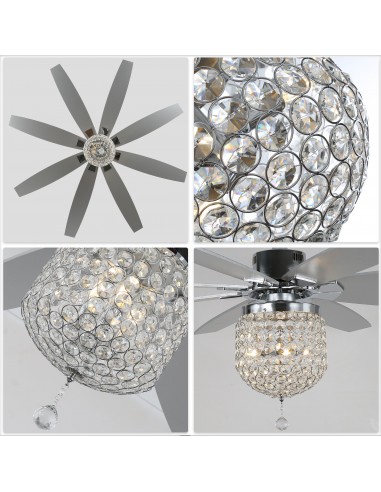 Oaks Aura 65” 8-Blade Crystal Ceiling...