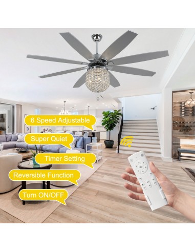 Oaks Aura 65” 8-Blade Crystal Ceiling...