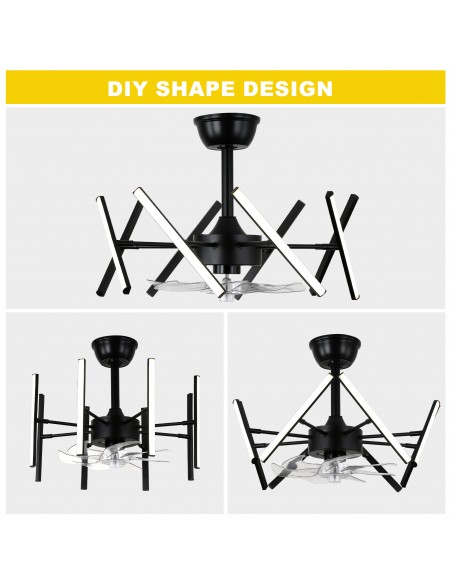 Oaks Aura 21" 7-Blade DIY Shape Ceiling Fan with Lights Remote and APP Control, 6-Speed, Timer