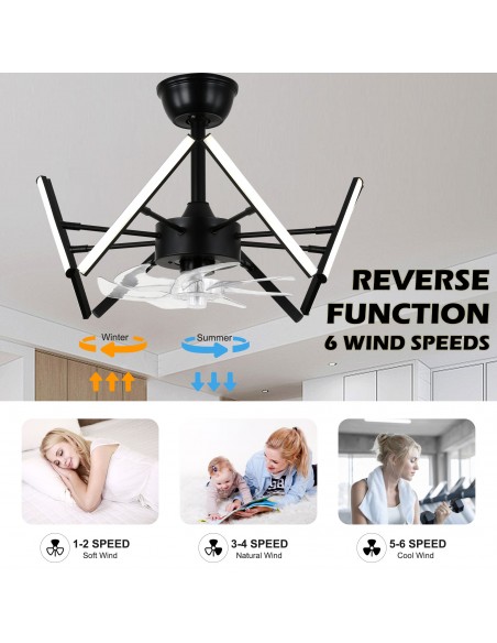 Oaks Aura 21" 7-Blade DIY Shape Ceiling Fan with Lights Remote and APP Control, 6-Speed, Timer