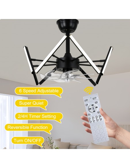 Oaks Aura 21" 7-Blade DIY Shape Ceiling Fan with Lights Remote and APP Control, 6-Speed, Timer