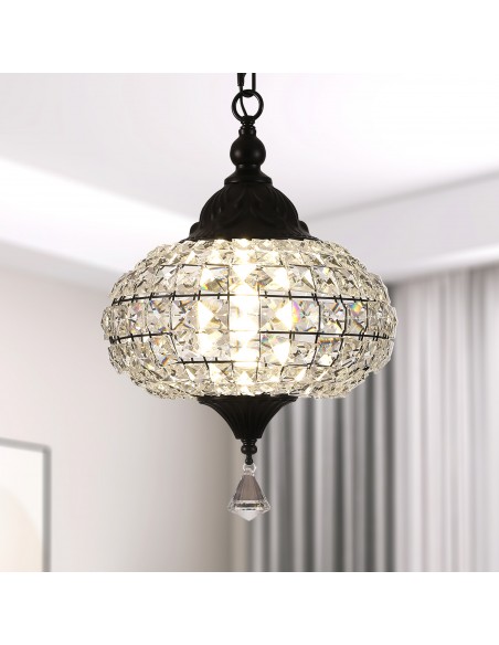 Oaks Aura 11" 1-Light Crystal Pendant Light Fixture for Kitchen