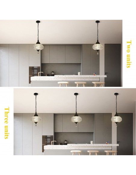 Oaks Aura 11" 1-Light Crystal Pendant Light Fixture for Kitchen