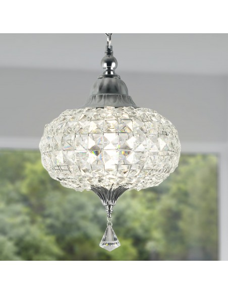Oaks Aura 11" 1-Light Crystal Pendant Light Fixture for Kitchen
