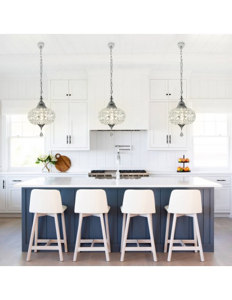 Oaks Aura 11" 1-Light Crystal Pendant Light Fixture for Kitchen