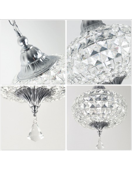 Oaks Aura 11" 1-Light Crystal Pendant Light Fixture for Kitchen