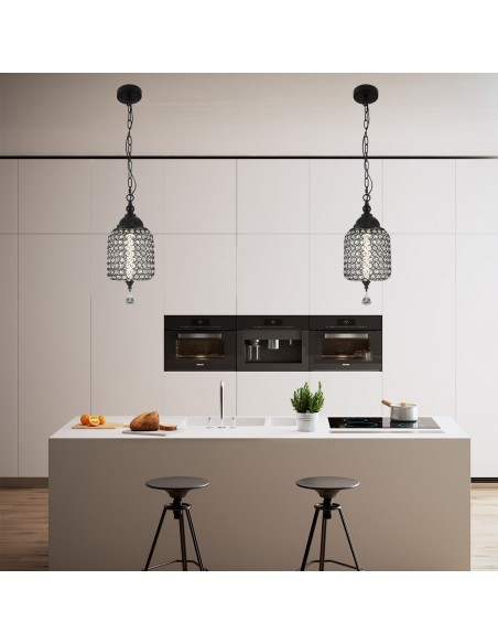 Oaks Aura 7" 1-Light Single Crystal Pendant Light Fixture