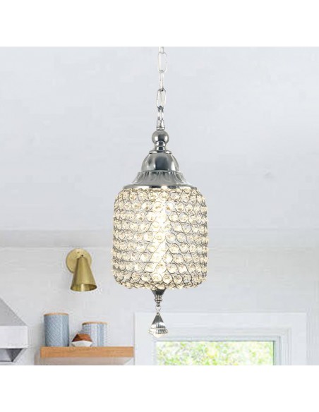 Oaks Aura 7" 1-Light Single Crystal Pendant Light Fixture