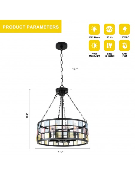 Oaks Aura 17” Vintage Church Style Chandelier Adjuatable Pendant Light Fixture