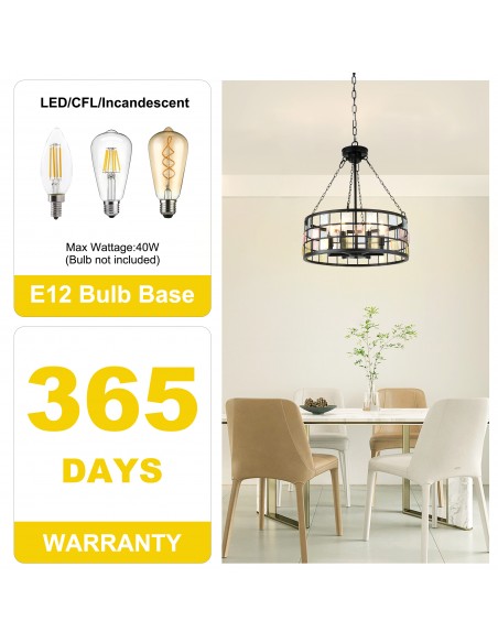 Oaks Aura 17” Vintage Church Style Chandelier Adjuatable Pendant Light Fixture