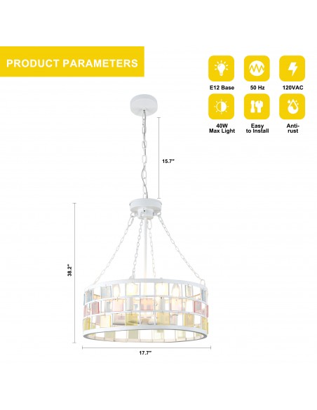 Oaks Aura 17” Vintage Church Style Chandelier Adjuatable Pendant Light Fixture