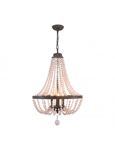 Oaks Aura Modern Bohemia 4-Light Wood Ceiling Light Farmhouse Beaded Wood Chandelier